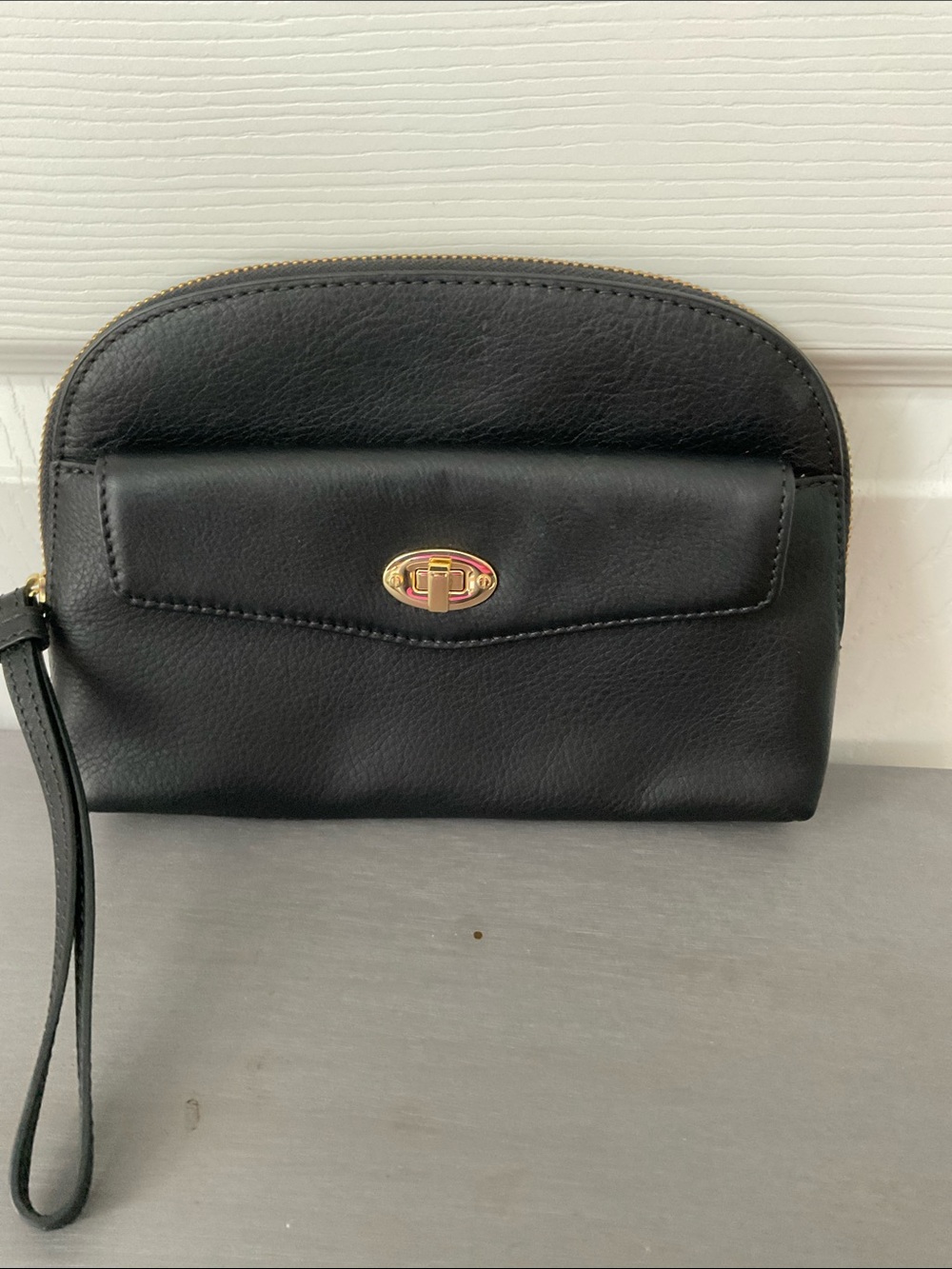 NWOT Talbots Black Leather Wristlet